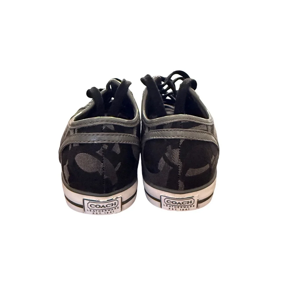 Coach Signature‎ C Monogram Low Top Sneakers Black Grey Canvas Women Size 5 logo